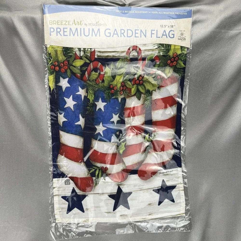 BreezeArt Studio M Patriotic Stockings Premium Garden Flag 12.5